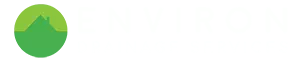 Environ Drainage Services logo featuring green mountain icon and text, representing emergency drain services for stadiums and drainage maintenance.