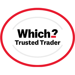 Which? Trusted Trader logo, symbolizing reliability and quality in drainage services.