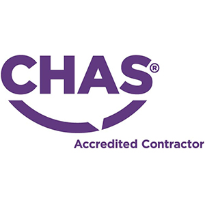 CHAS accredited contractor logo representing Environ Drainage Services' commitment to quality and safety in drainage solutions.