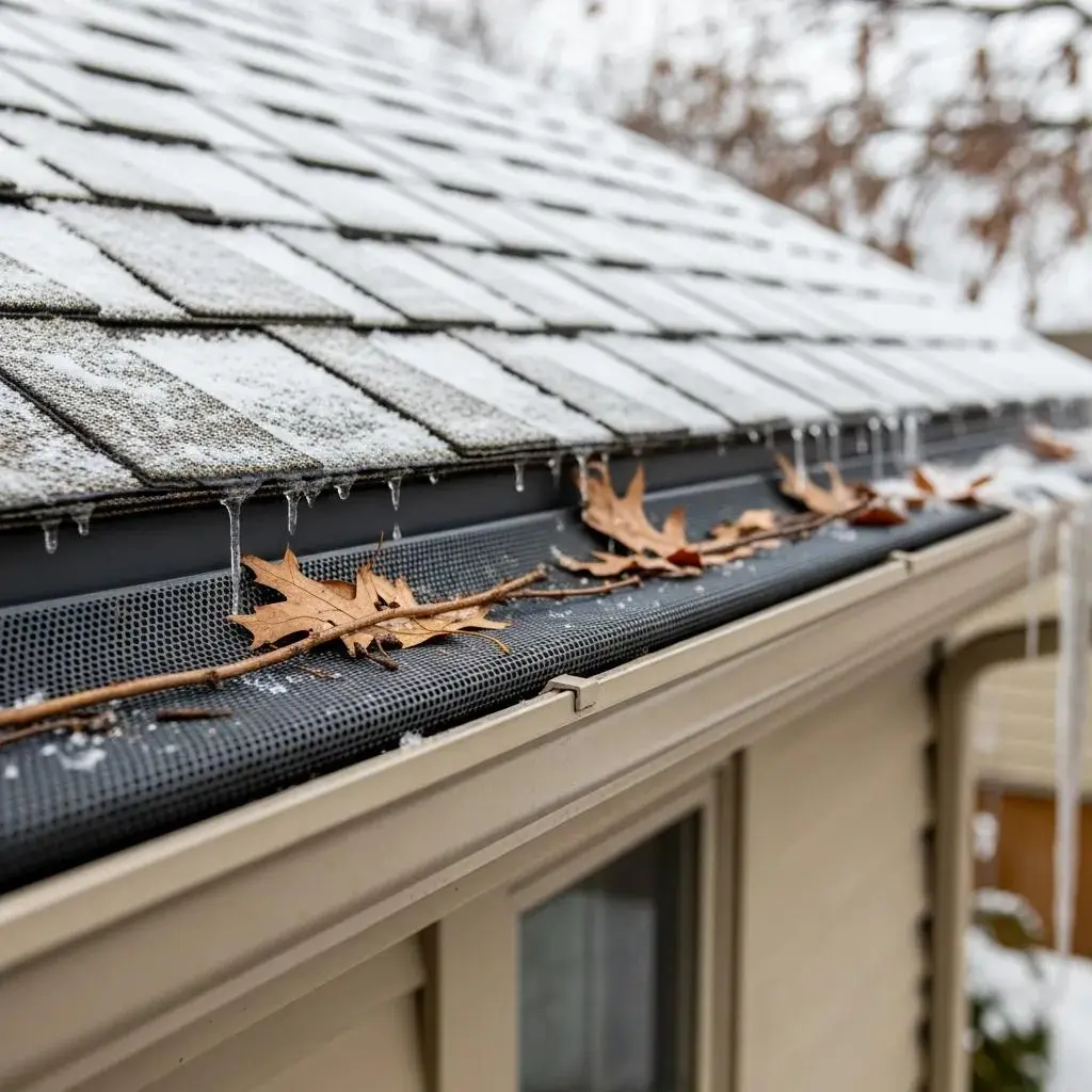 Gutter guards installed on a home for winter protection